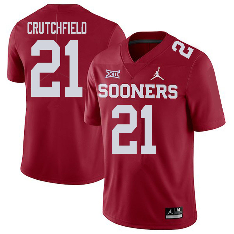 Men #21 Marcellus Crutchfield Oklahoma Sooners College Football Jerseys Sale-Crimson